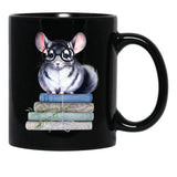 Chinchilla And Books Black Coffee Mug, Gift Coffee Mug - Black