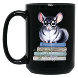 Chinchilla And Books Black Coffee Mug, Gift Coffee Mug