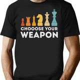 Choose Your Weapon Chess Minimalist Graphic T-Shirt - Unisex Streetwear Tee - Black