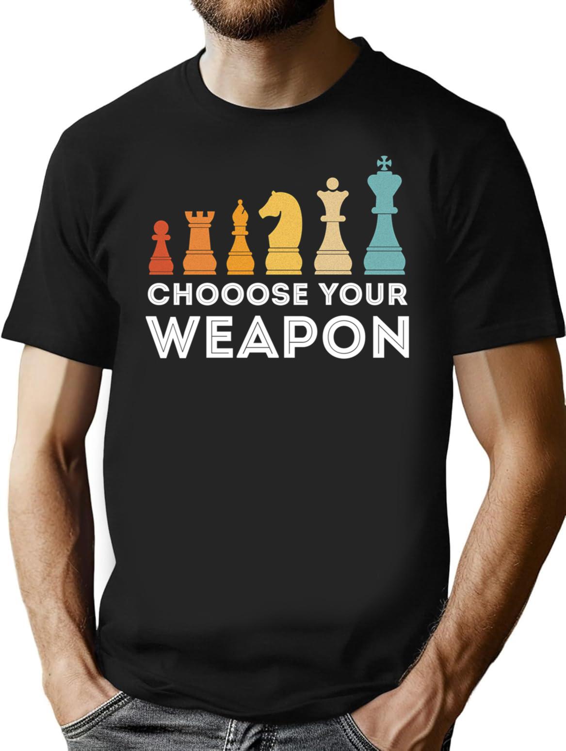 Choose Your Weapon Chess Minimalist Graphic T-Shirt - Unisex Streetwear Tee - Black