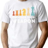 Choose Your Weapon Chess Minimalist Graphic T-Shirt - Unisex Streetwear Tee - White