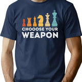 Choose Your Weapon Chess Minimalist Graphic T-Shirt - Unisex Streetwear Tee - Navy