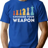 Choose Your Weapon Chess Minimalist Graphic T-Shirt - Unisex Streetwear Tee - Blue