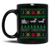 Christmas Dachshund Wiener Dog Dachshund Ugly Christmas Sweater Black Coffee Mug, Gift Coffee Mug