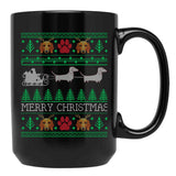 Christmas Dachshund Wiener Dog Dachshund Ugly Christmas Sweater Black Coffee Mug, Gift Coffee Mug - Black