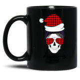 Christmas Mom Funny Plaid Skull Mom Life Black Coffee Mug, Gift Coffee Mug