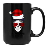 Christmas Mom Funny Plaid Skull Mom Life Black Coffee Mug, Gift Coffee Mug - Black