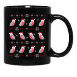 Chubby Galah Christmas Pattern Black Coffee Mug, Gift Coffee Mug - Black