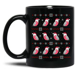 Chubby Galah Christmas Pattern Black Coffee Mug, Gift Coffee Mug