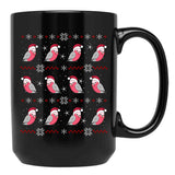 Chubby Galah Christmas Pattern Black Coffee Mug, Gift Coffee Mug - Black