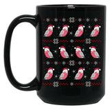 Chubby Galah Christmas Pattern Black Coffee Mug, Gift Coffee Mug