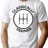 Classically Trained - Funny Sarcastic Vintage Driving T-Shirt - White