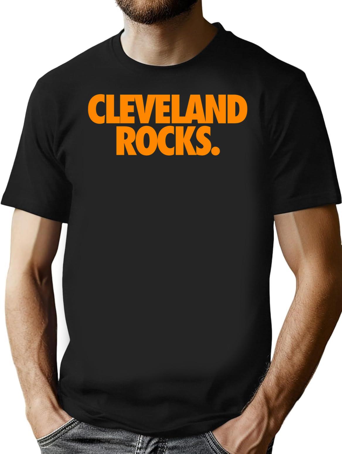 Cleveland Rocks. - Orange T-Shirt - Retro Graphic Tee for Men & Women - Black