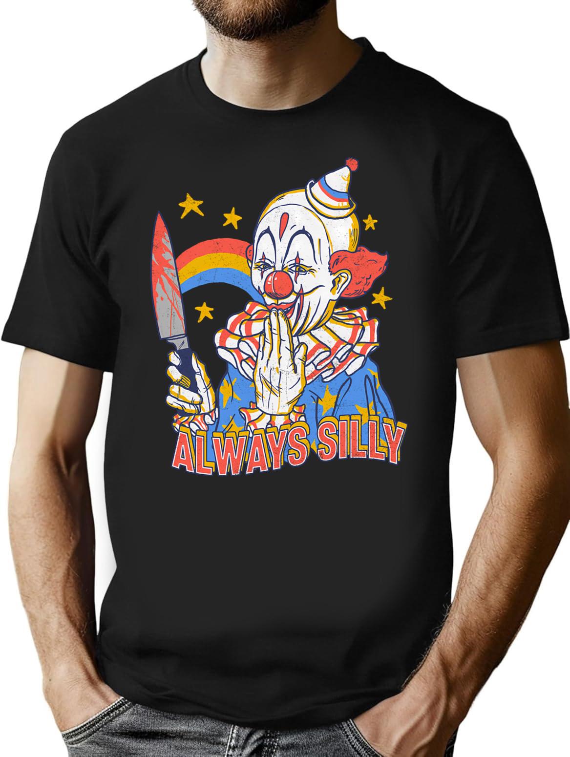 Clowns Are Silly T-Shirt - Retro Graphic Tee for Men & Women - Black