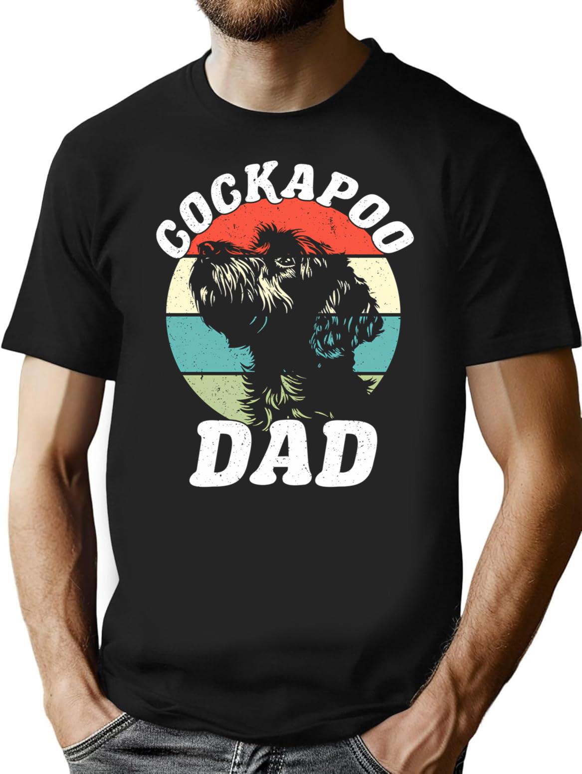 Cockapoo Dad Dog Funny Father's Day Retro Vintage T-Shirt - Black