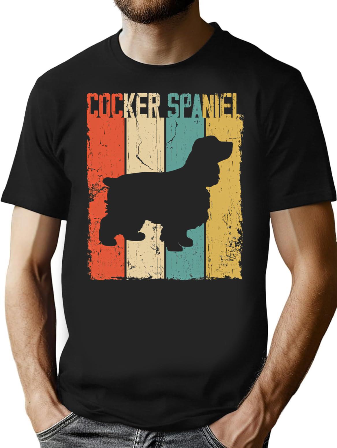 Cocker Spaniel Dog Vintage Retro Style T-Shirt - Black
