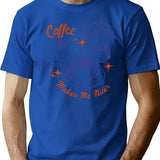Coffee Makes Me Nicer Funny Retro Caffeine Addict T-Shirt - Blue