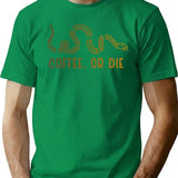 Coffee Or Die T-Shirt - Retro Graphic Tee for Men & Women - Green