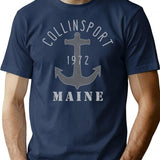 Collinsport Maine Vintage T-Shirt - Retro Graphic Casual Tee - Navy
