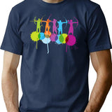 Color Splash Sport Archery T-Shirt - Retro Graphic Tee for Men & Women - Navy