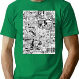 Comic Book Print White T-Shirt - Retro Graphic Tee for Men & Women - Green