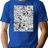 Comic Book Print White T-Shirt - Retro Graphic Tee for Men & Women - Blue