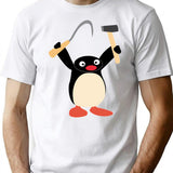 Communist Pingu Hammer And Sickle Meme T-Shirt - White