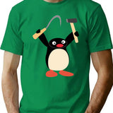 Communist Pingu Hammer And Sickle Meme T-Shirt - Green