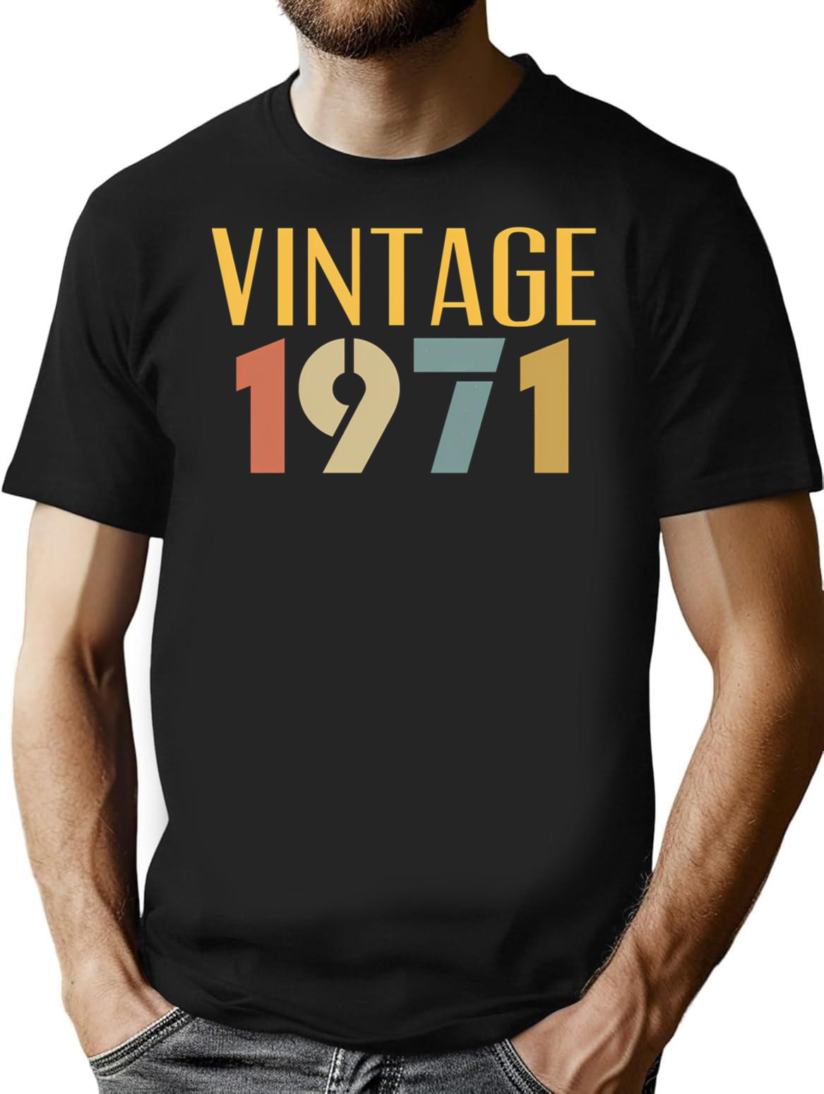 Cool 1971 Bday T-shirt Funny Vintage 54th Birthday Gift For Women Men - Black