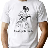 Cool Girls Read T-Shirt - Retro Graphic Tee for Men & Women - White