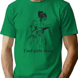 Cool Girls Read T-Shirt - Retro Graphic Tee for Men & Women - Green