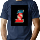Cool Number One 1 T-Shirt - Retro Graphic Tee for Men & Women - Navy