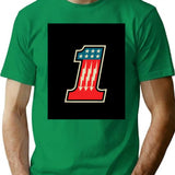 Cool Number One 1 T-Shirt - Retro Graphic Tee for Men & Women - Green