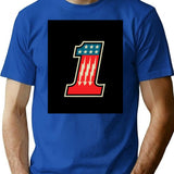 Cool Number One 1 T-Shirt - Retro Graphic Tee for Men & Women - Blue