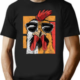 Cool Rooster Wearing Sunglasses Retro Vintage Chicken Tee - Black