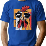 Cool Rooster Wearing Sunglasses Retro Vintage Chicken Tee - Blue