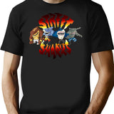 Cool Sharks T-Shirt - Retro Graphic Tee for Men & Women - Black