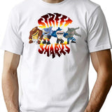 Cool Sharks T-Shirt - Retro Graphic Tee for Men & Women - White