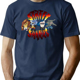 Cool Sharks T-Shirt - Retro Graphic Tee for Men & Women - Navy