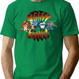 Cool Sharks T-Shirt - Retro Graphic Tee for Men & Women - Green