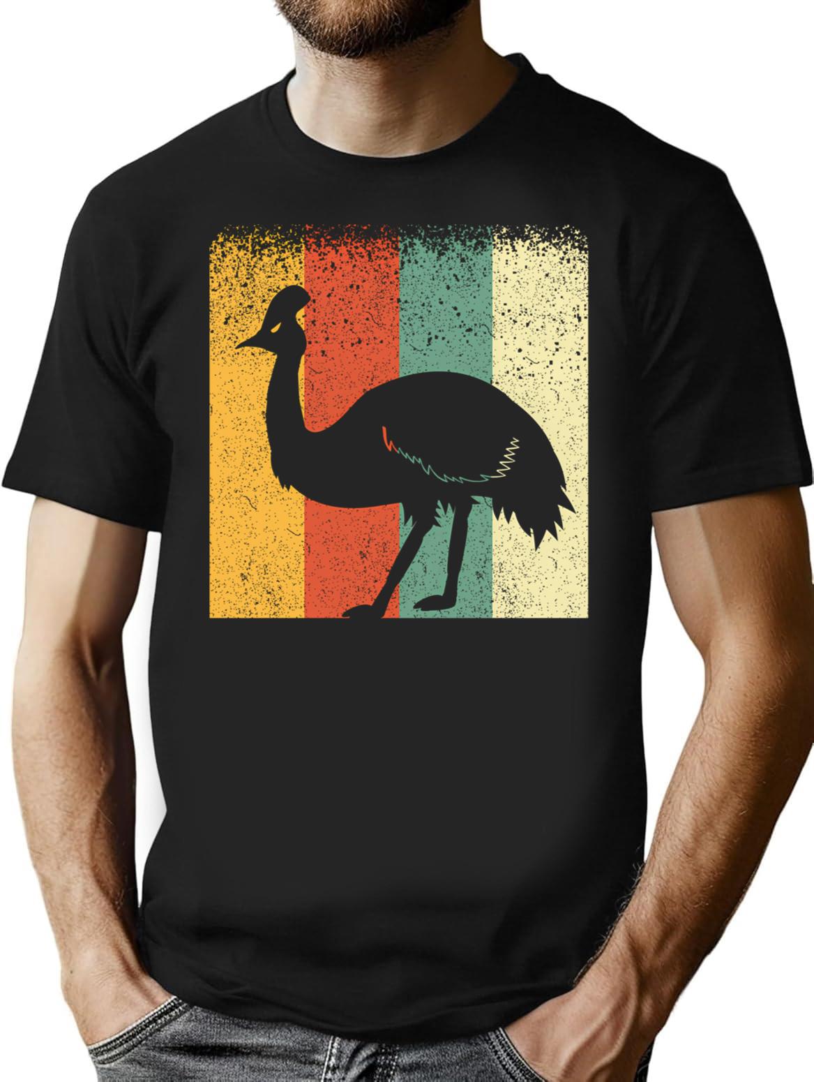 Cool Vintage Retro Cassowary Silhouette For Bird Lovers T-Shirt - Black