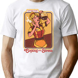 Coping With Stress T-Shirt - Retro Graphic Tee for Men & Women - White