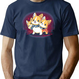 Corgi Cerberus T-Shirt - Retro Graphic Tee for Men & Women - Navy