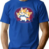 Corgi Cerberus T-Shirt - Retro Graphic Tee for Men & Women - Blue