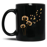 Corgi Flower Fly Dandelion Funny Dog Lover For Mom Men Kids Black Coffee Mug, Gift Coffee Mug