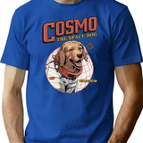 Cosmo The Space Dog T-Shirt - Retro Graphic Tee for Men & Women - Blue