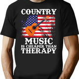 Country Music Guitar Usa Country Flag T-Shirt - Black