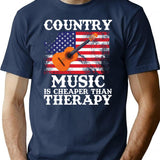 Country Music Guitar Usa Country Flag T-Shirt - Navy