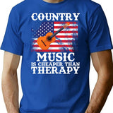 Country Music Guitar Usa Country Flag T-Shirt - Blue