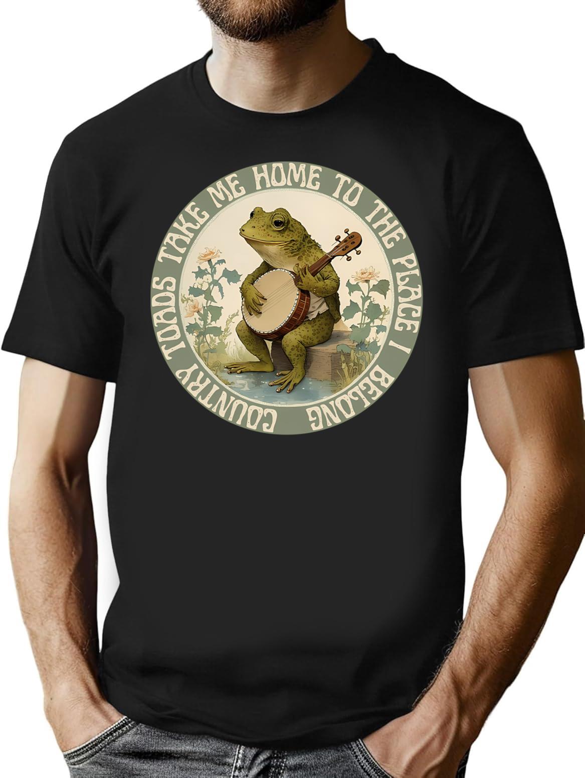 Country Toads Take Me Home T-Shirt - Retro Graphic Tee for Men & Women - Black